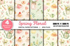 Spring Floral Digital Paper JPG Product Image 1