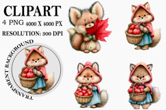 Autumn Fox Watercolor Clipart Watercolor PNG Product Image 1