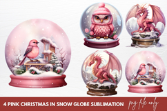 Pink Christmas in Snow Globe Sublimation Product Image 1