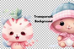 Cute Cartoon Character Watercolor 45 Cliparts Collection Product Image 8