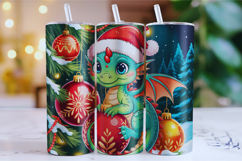 Merry Christmas Dragon Tumbler Wrap | Christmas Wrap Product Image 1