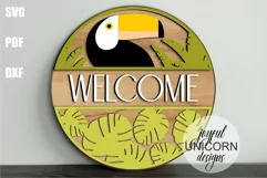 Toucan Welcome Sign SVG | Tropical Birds Door Hanger SVG Product Image 3