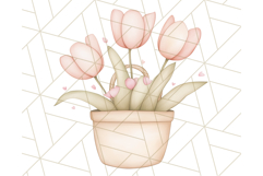 Pastel Pink Easter Bunny Egg and Flowers Clipart PNG Product Image 4