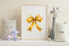 Bold Gold Glitter Coquette Bow Clipart Product Image 7