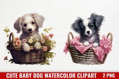 Cute Baby Dog Watercolor Clipart, Cute Baby Dog Clipart Product Image 1