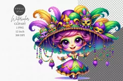 Mardi Gras clipart, Little girl clipart, Product Image 1