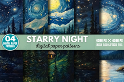 Starry Night Digital Paper Background JPG Product Image 1