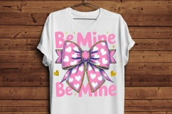 Be Mine Valentine Bow PNG | Pink Heart Bow Sublimation Product Image 4
