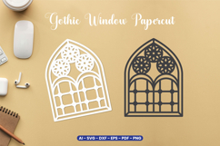 Gothic Window Paper cut - Paper cut Template Product Image 1