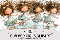 Summer Girls Clipart Watercolor Clipart png Product Image 1