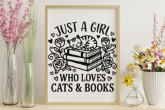 Just A Girl Who Loves Cats And Books Svg, Book Lover Svg. Product Image 9