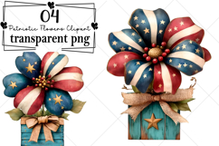 Patriotic Flowers Clipart Watercolor PNG Product Image 1