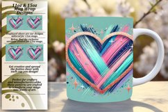 TRENDY 11oz Mug Wrap PNG Template , Heart Product Image 1