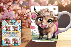 SLEEK PNG Mug Wrap Design 11oz , Cute Cow Product Image 1