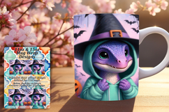 FASHIONABLE 11oz Mug Wrap PNG , Halloween Dino Product Image 1