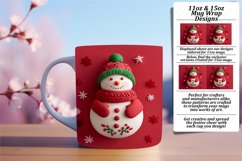 11oz/15oz Snowman Sublimation Wrap Festive 3D Design PNG Product Image 1