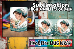 Inspired dreams sublimation mug wrap, Praying Woman Product Image 1