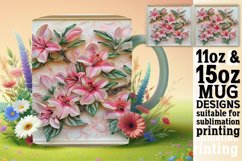 Spring 3D Flowers Mug Wrap - 11oz &amp; 15oz Design Product Image 1