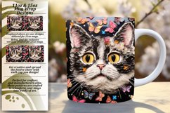 3D Cat Artistry Beyond Imagination: Vibrant Mug Wrap Product Image 1