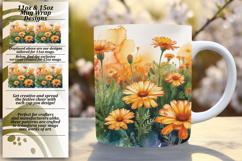 Sleek 11oz Mug Wrap Png Design , Flowers Product Image 1
