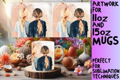 Nature-inspired Girls Watercolor Mug Wrap: 11oz 15oz Product Image 1