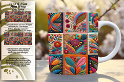 Sophisticated 15oz Mug Wrap Png Design , Patchwork Product Image 1