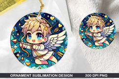 Cupid&#039;s Stained Glass Ornament PNG, Digital Download File Product Image 1