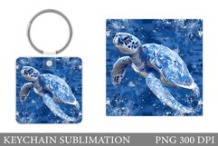 Turtle Keychain Sublimation. Sea Turtle Keychain Design Product Image 1