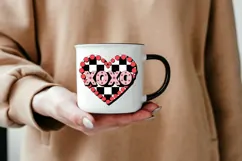 XOXO Checkerboard Heart PNG | Valentine’s Day Retro Heart Product Image 5