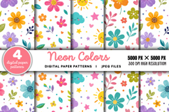 Neon Colors Digital Paper Pattern JPG Product Image 1