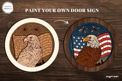 Patriotic Eagle Door Sign Laser Cut | 4th of July | SVG Product Image 2