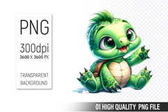 Cute Turtle Clipart PNG, Printable Animals, Wildlife Design Product Image 1