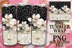 Floral Glitter Leopard Tumbler Graphic: Sublimation - 20oz Product Image 1