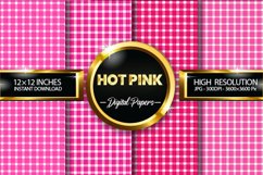 Hot Pink Gingham Digital Papers - 04 Variations Product Image 1