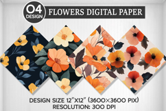 Flowers Seamless Digital Paper, Flowers Background Product Image 1