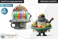 Cute Space Astronaut Clipart, Retro Space Adventure PNG Product Image 1