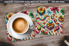 Christmas Coaster Sublimation, Christmas Coaster PNG Design Product Image 1