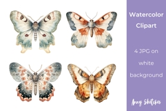 Witchy Boho Moth Clipart Celestial 4 JPG Product Image 1