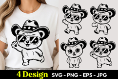 Cute Cowboy Panda SVG PNG Product Image 1