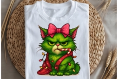 Funny Christmas green cat png design for T-shirts Product Image 5