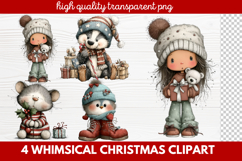 4 Whimsical Christmas Clipart | Cute Holiday PNG Set Product Image 1