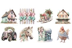Pastel Christmas Farmhouse Clipart, Farm Christmas 20 Png Product Image 3