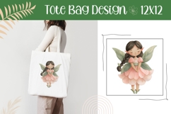 Watercolor Fairy Tote Bag Design, Cartoon Fairy PNG Product Image 1