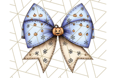 Muted Halloween Bow Clipart, Fall Ribbon PNG Autumn Hair Bow Product Image 4