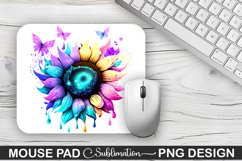 Magical Purple Cyan Sunflower Sublimation Mouse Pad Design Product Image 1