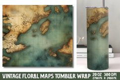 Vintage Floral Maps Tumbler Wrap Product Image 1