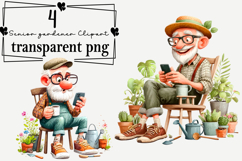 Funny senior gardener PNG Clipart Watercolor PNG Product Image 1