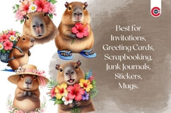 Whimsical Tropical Capybara Clipart Bundle PNG Product Image 8