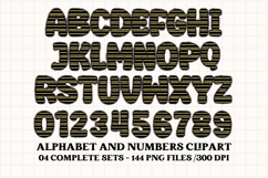 Black and Gold Alphabet png clipart, gold letters doodle Product Image 2