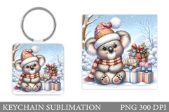 Christmas Koala Keychain. Christmas Keychain Sublimation Product Image 1